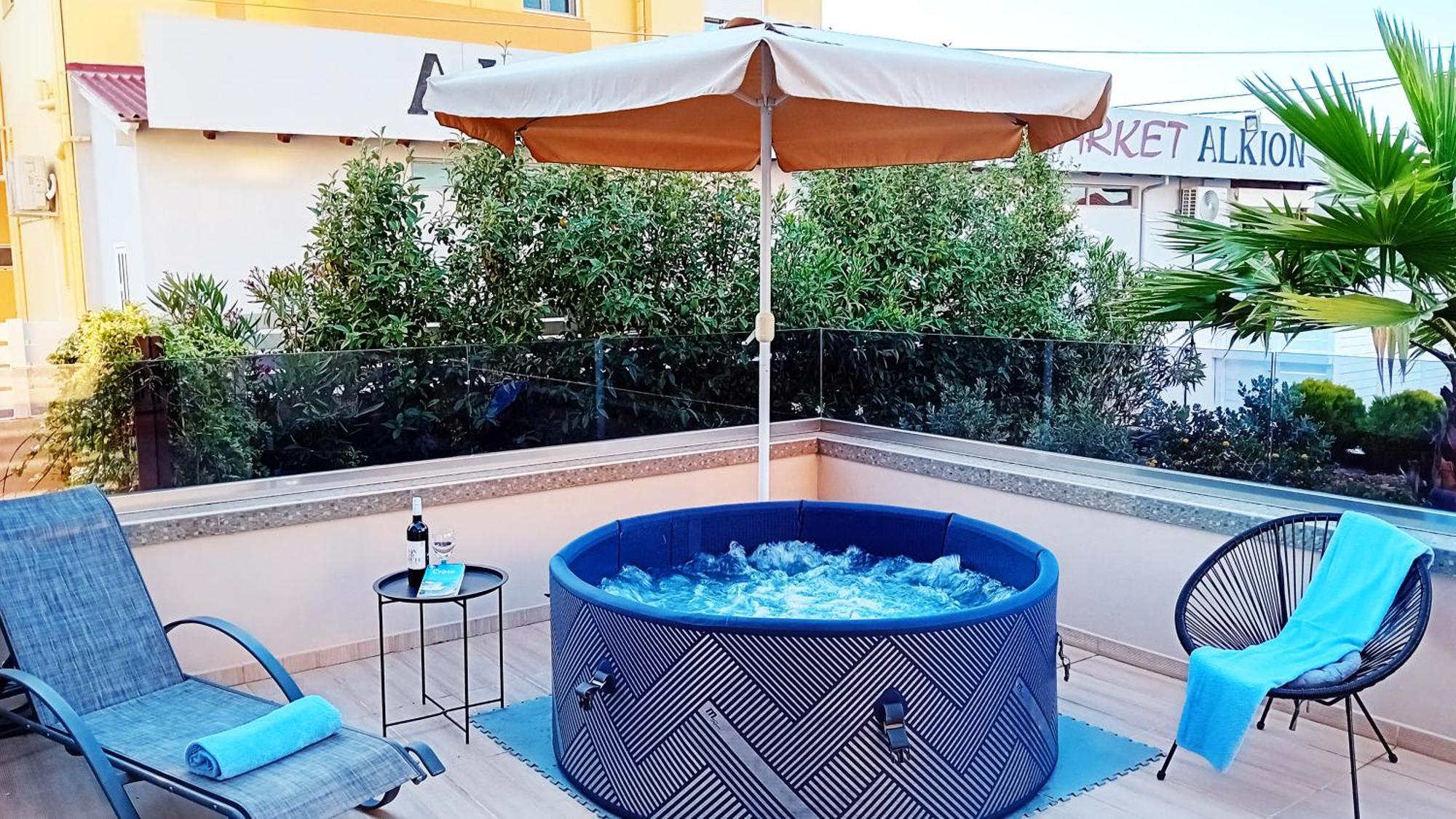 Luxury Villa Eva-Mari With Jacuzzi, 50M From The Beach Stalos Exterior foto